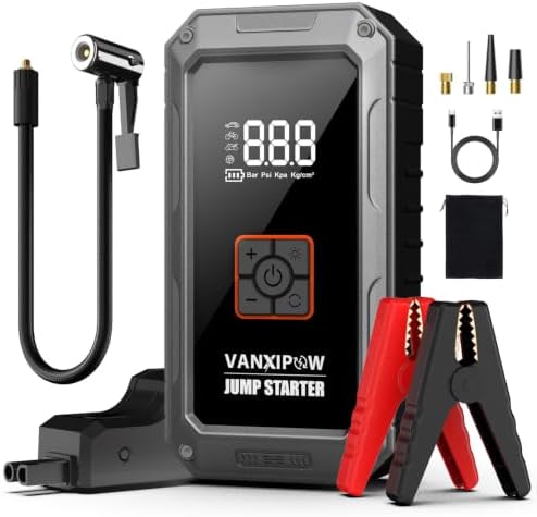 M1 7000A Car Battery Jump Starter with Air Compressor 150PSI (9.0 L Gas/8.0L Diesel), Portable Car Jump Starter Power Pack, Battery Charger 12V Jump Box with LED Light, Large LED Display, Power Bank