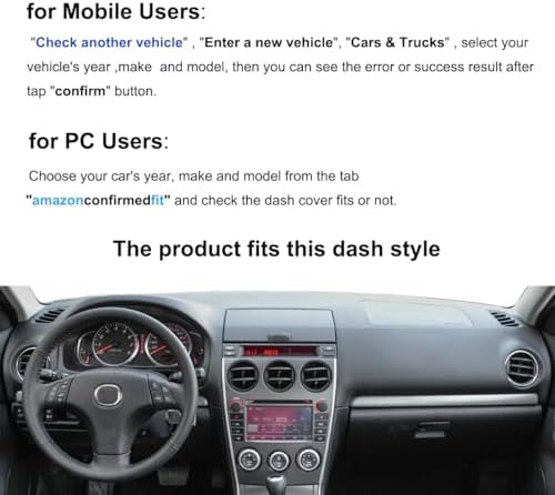 Yiz Dash Cover Mat Custom Fit for 2003-2008 Mazda 6 (Black) J181