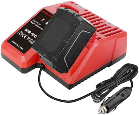 Car Charger for Milwaukee 12V - 18V Battery XC, for M12 and for M18 Quick 12V Vehicle Charger, with Cigarette Lighter Plug