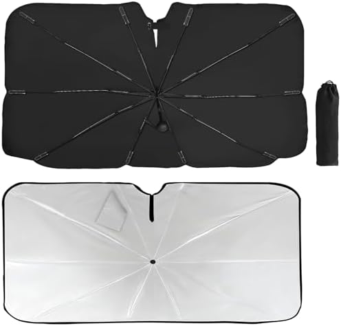 Windshield Sun Shade Umbrella - Protect Car from Sun Rays & Heat Damage Keep Cool & Protect Interior (56" L x 31" W)