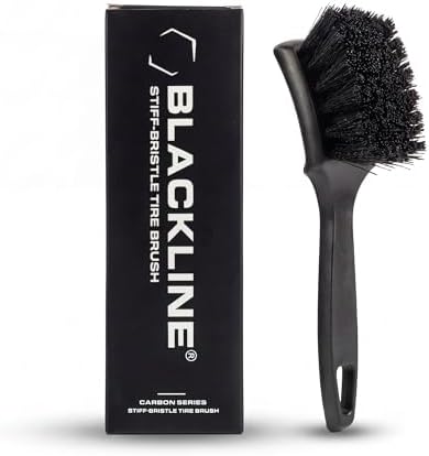 Blackline Stiff Bristle Tire Brush - Heavy-Duty Deep Clean for Tires & Mats