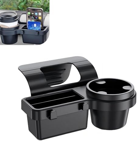 Car Cup Holder, Car Window Multifunctional Organizer, Vehicle Door Side Hanging Rack, Cell Phone Storage Box, Plug & Play Vehicle Storage with Sponge Pads, for Most Cars (Black #B)