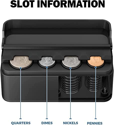 JOYTUTUS Coin Holder for Car Change Organizer Universal Storage Coin Money Dispenser Fit for Most Car Trucks Accessories(Black, 2 Pack)