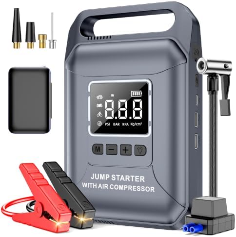 Car Battery Jump Starter with Air Compressor Portable 8000A 160PSI