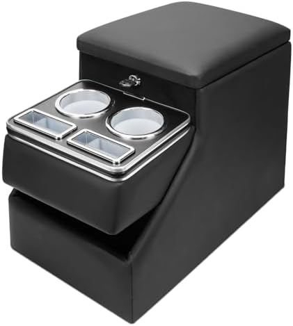 Center Console Between Seat for Minivans, SUVs, Middle Van Console Floor Console Organizer Storage Box with Locking
