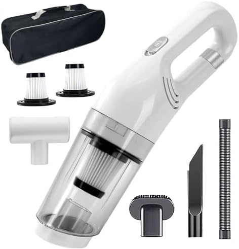 Car Handheld Vacuum Cordless Cleaner, 12000Pa Strong Suction Rechargeable Portable Vacuum with Multi-Attachments/Washable Filter for Pet Hair, Home, Office Cleaning