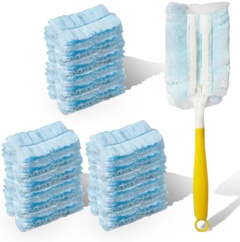 YoRise Duster Refills, Microfiber Cleaning Tools with 1 Handle, Heavy Duty Electrostatic Duster Replacement Head, Disposable Cleaning Supplies for Car, Kitchen, Bedroom, Furniture, Blinds(30PCS)