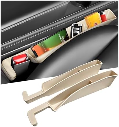 2 PCS Car Seat Gap Filler, Multifunctional Auto Console Side Storage with Phone Holder & USB Slot, Universal Front Seat Organizer Fill The Gap Space for Car SUV Truck (Beige)