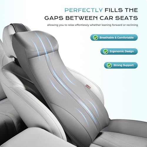 Coverado 2-in-1 Lumbar Support and Car Headrest Pillow, Ergonomic Memory Foam Car Back Support Pillow, Black