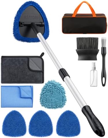 AstroAI 10pcs Car Windshield Cleaner Kit with 32" Extendable Handle