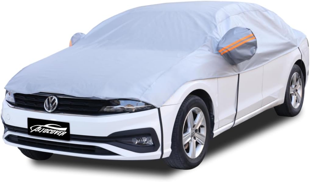 Half Car Cover, Windshield Cover for Ice and Snow with Cotton Liner, Hail Protector Car Cover Waterproof All Weather for Snow, Sun, Rain, Dust, UV Protection Fit SUV M