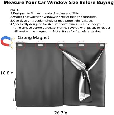 Car Window Shades, 2 Pack Magnetic Side Window Sun Shade for Baby
