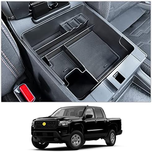 CDEFG for 2022 2023 2024 2025 2026 Nissan Frontier Center Console Organizer | for 2026 2025 Nissan Frontier Armrest Storage Box 2022-2025 2026 Frontier Pickup Truck Accessories Middle Console Tray