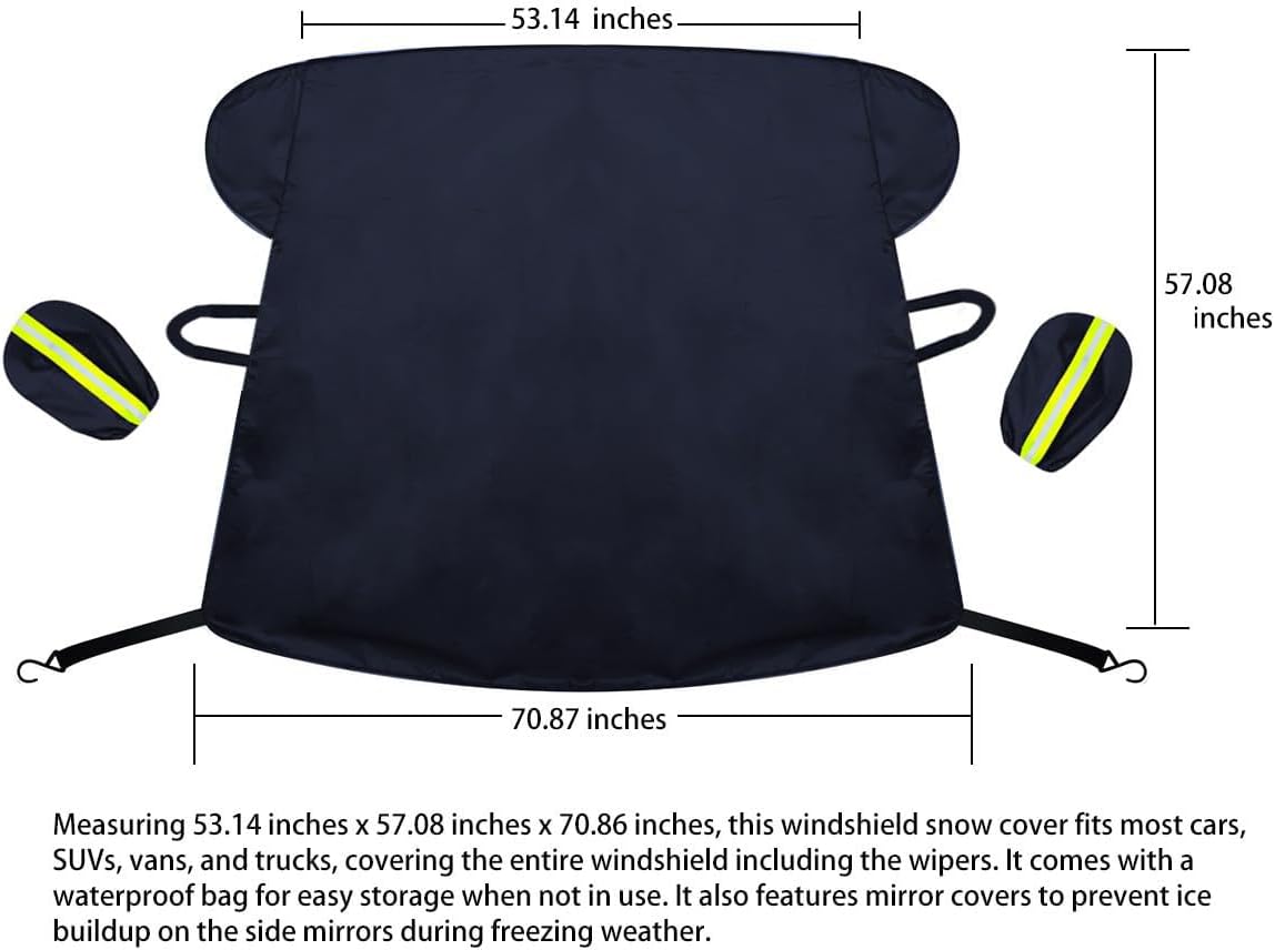 Car Windshield Sun Shade,Two Sided Functional,Windshield Covers for Snow and Ice Windshield Protector for Cars, SUVs, Trucks,Secure Fit Waterproof Frost Cover,Waterproof All Weather