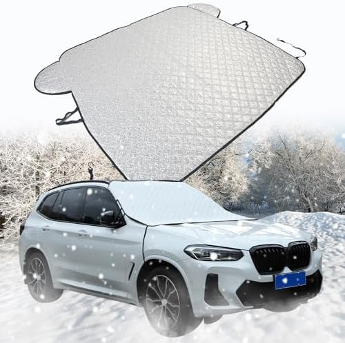 Windshield Snow Cover Compatible with 2018-2024 BMW X3, Best for Ice, Frost & Snow Removal - All Weather Winter & Summer Front Window Automotive Covers Sun & Snow-Shade Accessories (Style A)