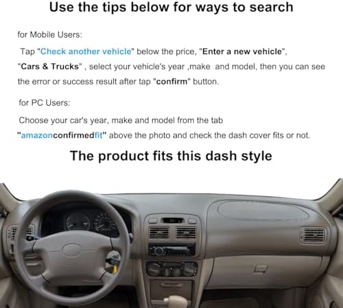 Yiz Dash Cover Mat Custom Fit for Toyota Corolla 1998-2002 (Beige) J255