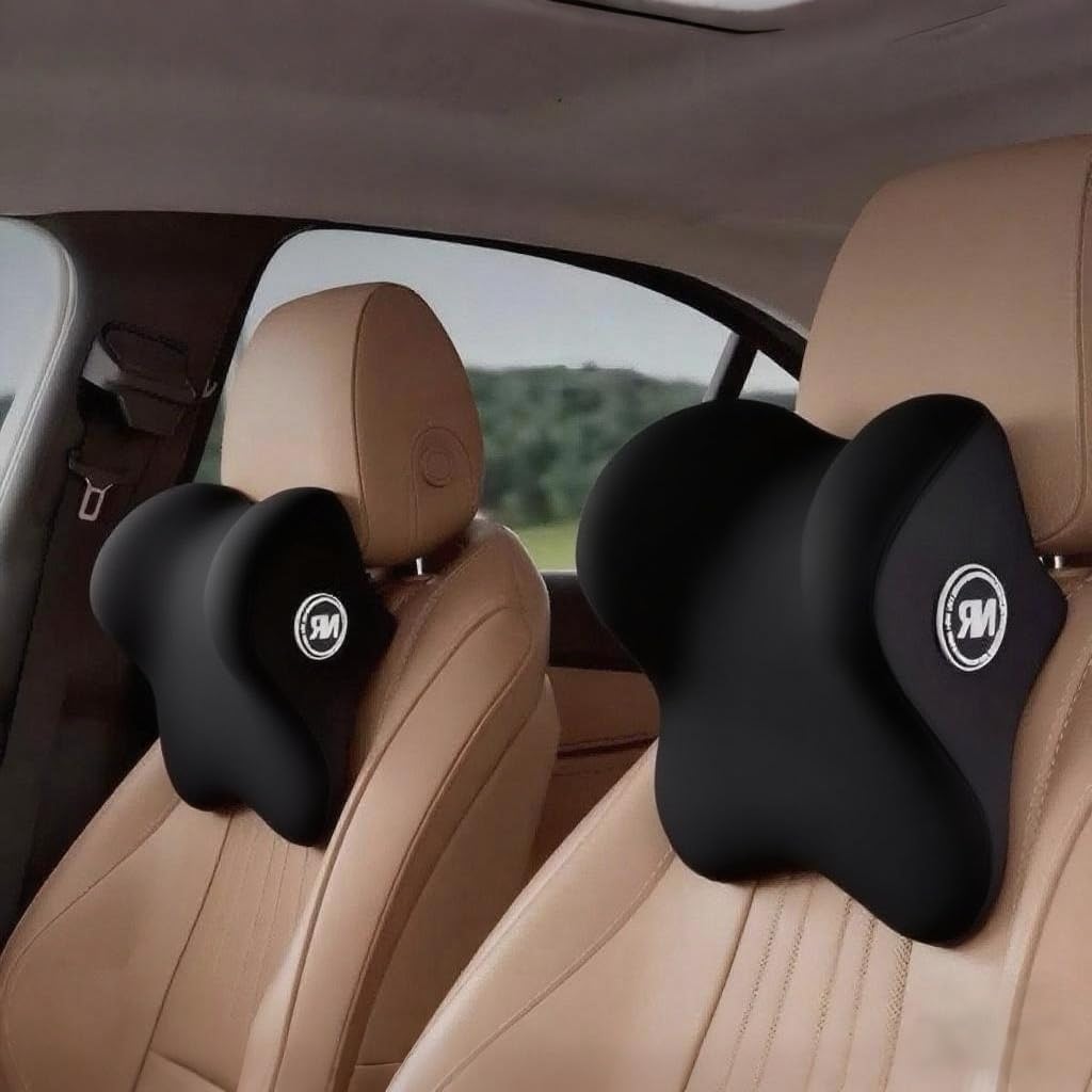 2 Pack Car Headrest Pillow for Neck Support, Soft Car Neck Pillow for Driving with Adjustable Strap and Removable Cover, Universal Fit Headrest Car Pillow