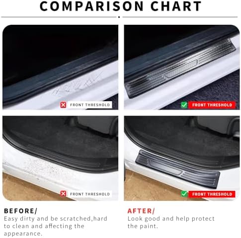 for Honda CRV CR-V Accessories Accessory, for Honda CRV CR-V Accessories 2026 2025 2024 2023, Door Sill Protector Protectors Trim, Door Entry Guard, Stainless Steel, Carbon Fiber, 4Pcs