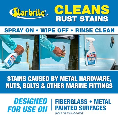 STAR BRITE Rust & Corrosion Stain Remover - Fast-Acting Spray for Fiberglass, Vinyl, Fabric, Metal & Painted Surfaces - Also Removes Sprinkler Stains 22 OZ (089222P)