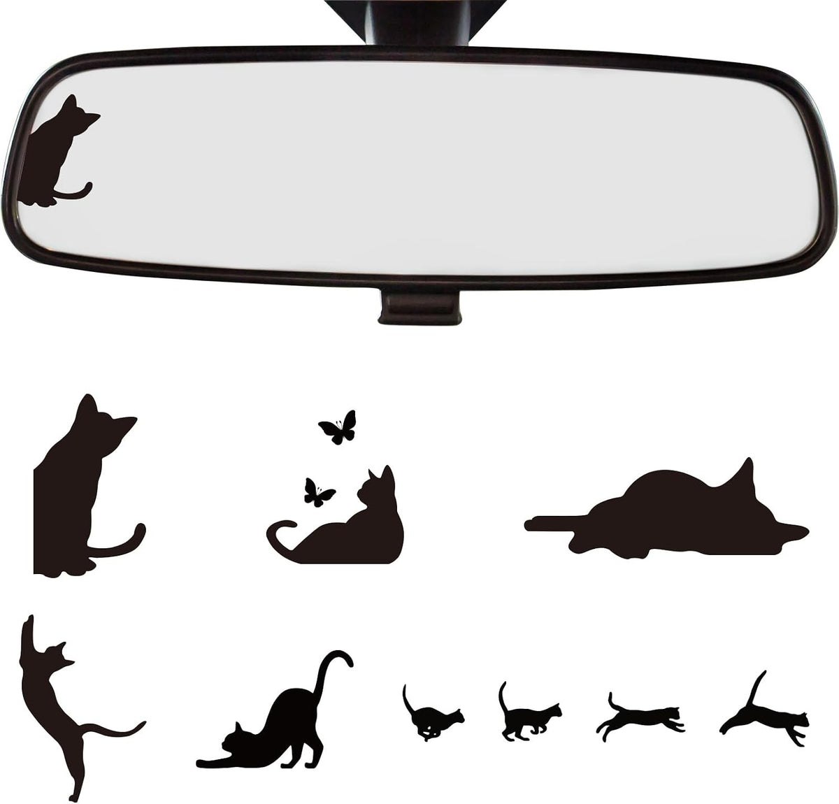 Dazoratix Cat Rearview Mirror Decal - 6 Pcs Cute Peeking Car Window Sticker