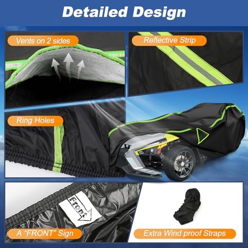 QUNSUNUS Cover for Polaris Slingshot 2015-2026, Waterproof Slingshot Cover with Air Vent, All Weather Cover with Straps and Elastic Edges for Wind, Sun, UV and Dust Protection