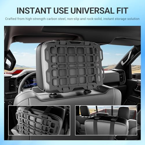 SZYANG 2PCS Headrest Organizer Molle Panel Compatible with Car Universal Gadget Holder Tactical Seat Back Organizer Replacement for Universal Vehicle Accessories
