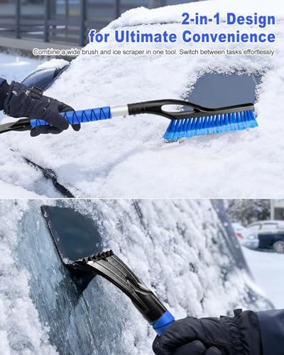 27'' Ice Scraper Snow Brush for Car Windshield, Aluminum Snow Removal Tools with Foam Grip for SUV Vehicle Auto Trucks Window