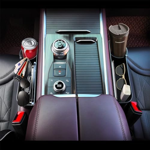 BAILISI Car seat gap filler organizer,multifunctional car seat organizer,Adjustable Cup Holder car console side storage box Holders phone, sunglasses,car accessories(Black)