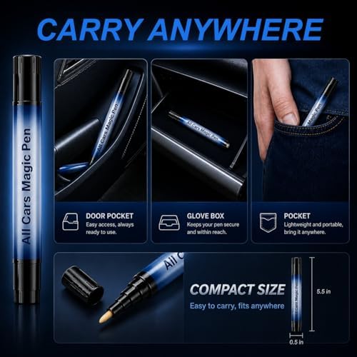 2PCS All Cars Magic Pen, Car Scratch Remover Pen, Universal Touch Up Paint Pen Fits All Car Colors, Long-Lasting & Fast Drying, Quick Fix for Cars Scratch Repair