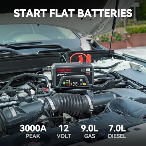 LOKITHOR JPD400 3000A Jump Starter with Air Compressor, Air Deflator and Waterproof Storage Case