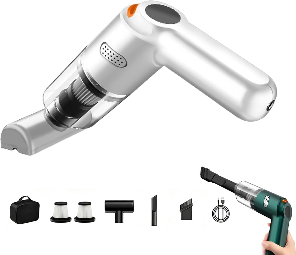 High-Power Cordless Vacuum Cleaner Kit for Car, 10000pa Mini Portable Handheld Vacuum Cleaner with Washable Filter, 4000mah Rechargeable Lightweight for Car, Home, Office, Pet Hair (Green-Deluxe)