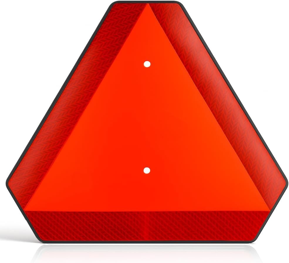Slow Moving Vehicle Sign Triangle Sign 14"x16" Engineering Grade Reflective Up to 7 Years Outdoor for Golf Cart (Plastic NEW)