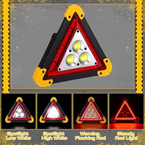 Huquary 3 Pack LED Emergency Triangle, Rechargeable Flashing Warning