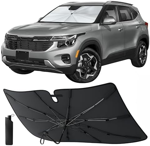 EcoNour Umbrella Windshield Sun Shade, Foldable Front Umbrella Car Windshield Shade with UV & Heat Protection | Sun Visor for Car 57"x36.75"