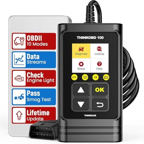 THINKCAR OBD2 Car Scanner, THINKOBD100 Check Engine Fault Code Reader with Full OBD II Functions, O2 Sensor, CAN Diagnostic Scan Tool for All Cars Since 1996