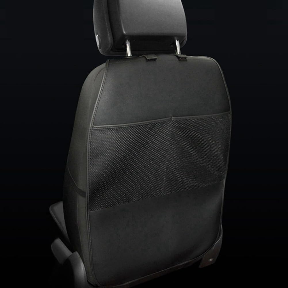 HCMAX 2 Pack Kick Mat Car Seat Back Protector Waterproof Easy to Clean Multifunctional Organizer Storage Bag Travel Accessory PU Leather Black-Red