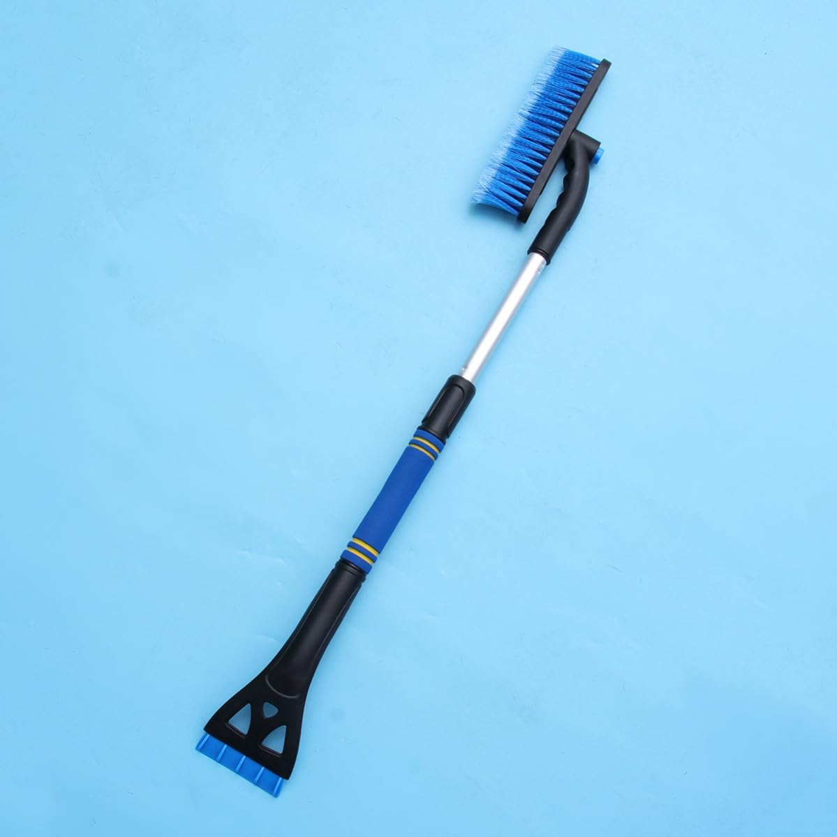 TEHAUX Snow Removal Brush Car Ice Scraper Telescopic Blue PVC PP Metal