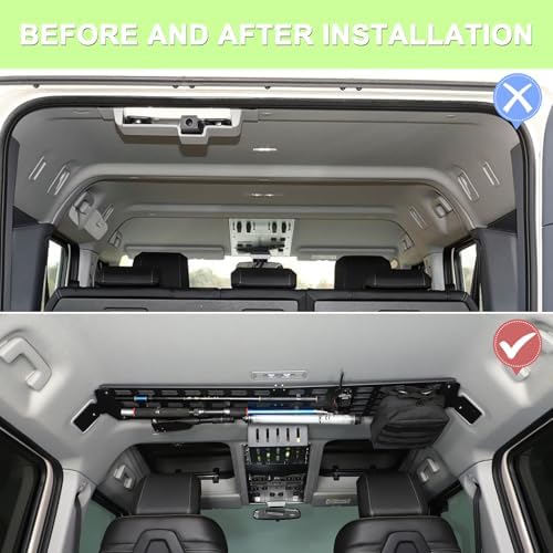 Overhead Roof MOLLE Panel Compatible with INEOS Grenadier 2020-2026 Accessories, Inner Roof Cargo Rack Storage Shelf Holder, Front Molle Panel Roof Rack Top Organizer Bracket Modular Luggage Carrier