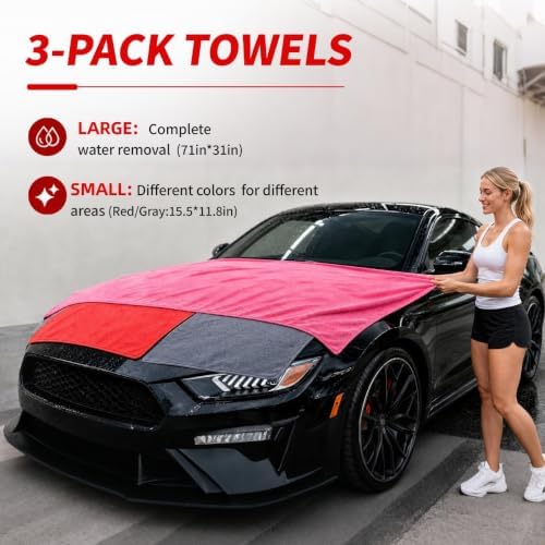 Car Detailing Kit, 20Pcs Car Cleaning Brushes & Extra Large Drying Towel