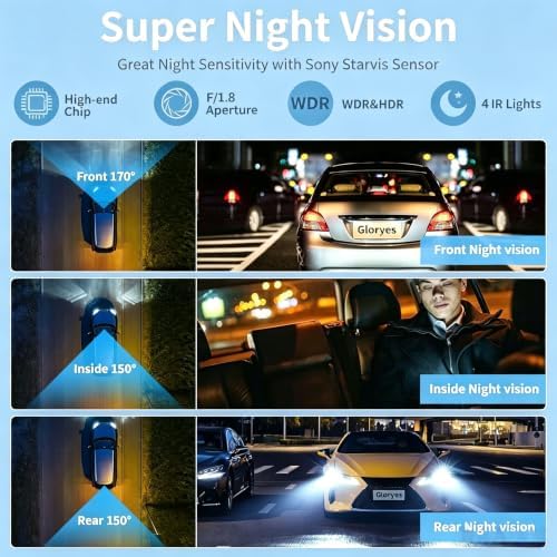 2026 Dash Cam, 3 Channel Dash Cam Front and Rear Inside,Interior Car Camera,24Hr Parking Monitor 1S Recording,2.5K Single Front,Dash Camera for Cars with IR Night Vision,Free 32G Card