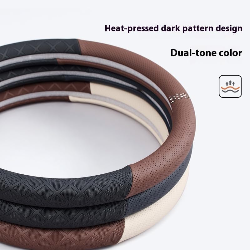Ultra-Thin Napa Leather Steering Wheel Cover, 15 Inch