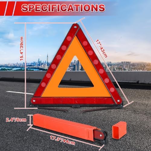 MAOPINER 3 Pack Reflective Emergency Warning Triangles with Case