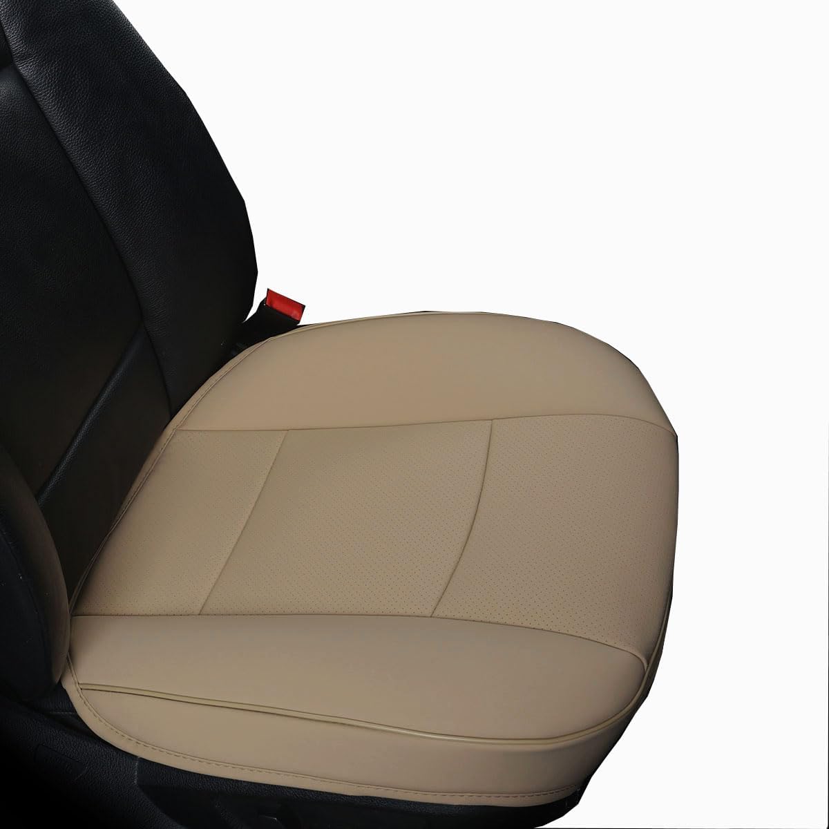 Car Seat Protector Single Seat Cover Without Backrest PU Leather Front Car Seat Cushion Cover Car Seat Cover,1pcs (Beige-B)