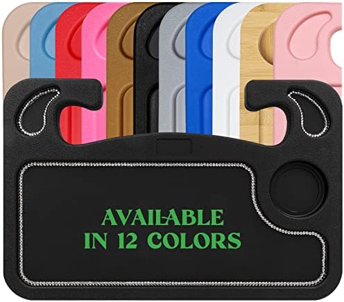 lebogner Bling Steering Wheel Tray, Car Food Trays for Eating, Laptop, Tablet, iPad Or Notebook, Hook On Auto Steering Wheel Desk Table, Fits Most Vehicles, Car Accessories, Black with Rhinestones