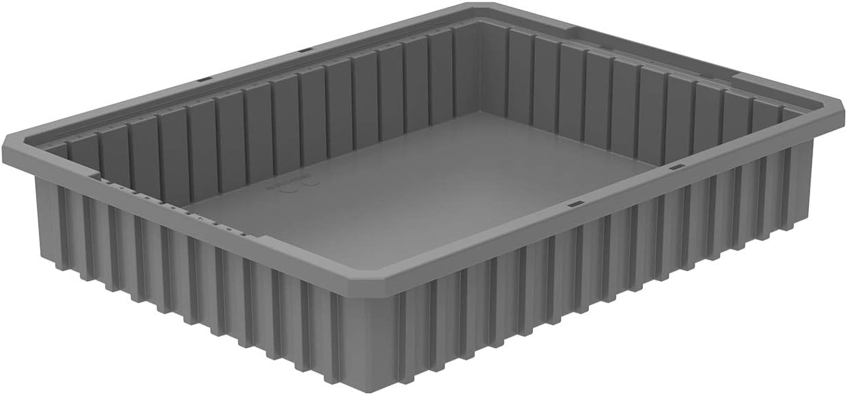 Akro-Mils 33224 Akro-Grid Plastic Slotted Dividable Modu Box Stackable Grid Storage Tote Container, (22-3/8-Inch L x 17-3/8-Inch W x 4-Inch H), (6 Pack), Blue