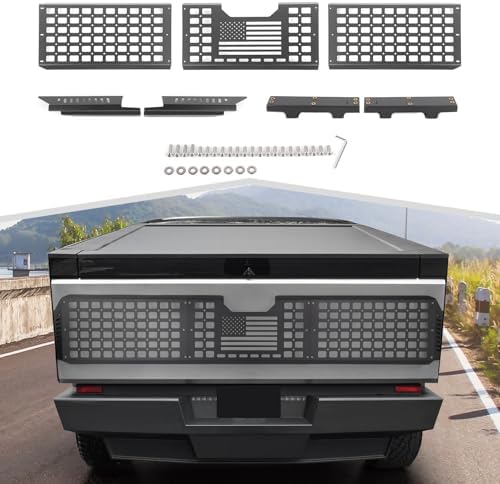 Tailgate Cargo Rack System Fit for Tesla Cybertruck 2023-2026 | Rear Bed Extension MOLLE Panel Storage Rack, Aluminum & Steel Heavy Duty Gear Mount Accessories