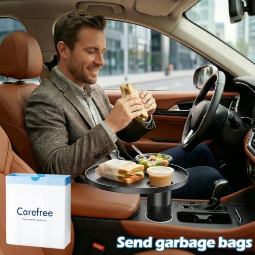 Car Tray, Height-Adjustable Car Food Tray & Cup Holder Table, 360° Rotating Car Desk for Laptop, Steering Wheel Tray, Car Accessories Universal for Most Vehicles