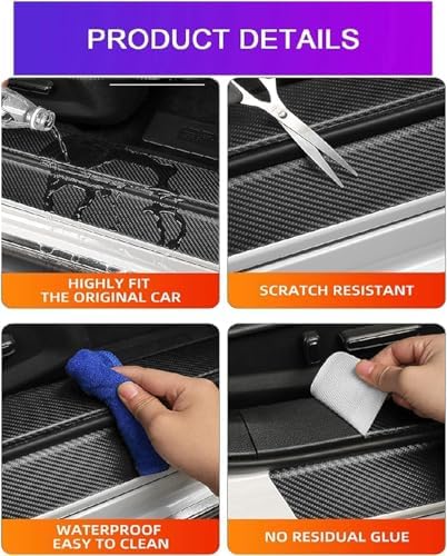4 Pieces/Set, Compatible for Dodge Charger Challenger Chrys 300c Door Sill Plate Protectors, Carbon Fiber Vinyl Car Door Sill Decorative Scuff Plate