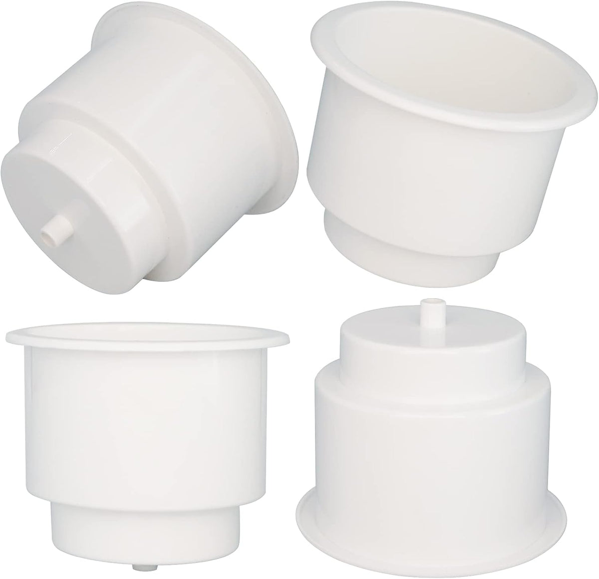 Yuanhe White Plastic Cup Drink Holder Insert with Drain for Boat Car Marine Rv, 8PCS