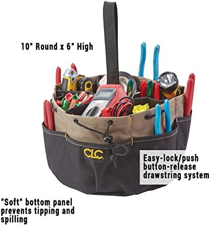 CLC Custom LeatherCraft 1148 Drawstring Bucket Bag, 18 Pocket , Black